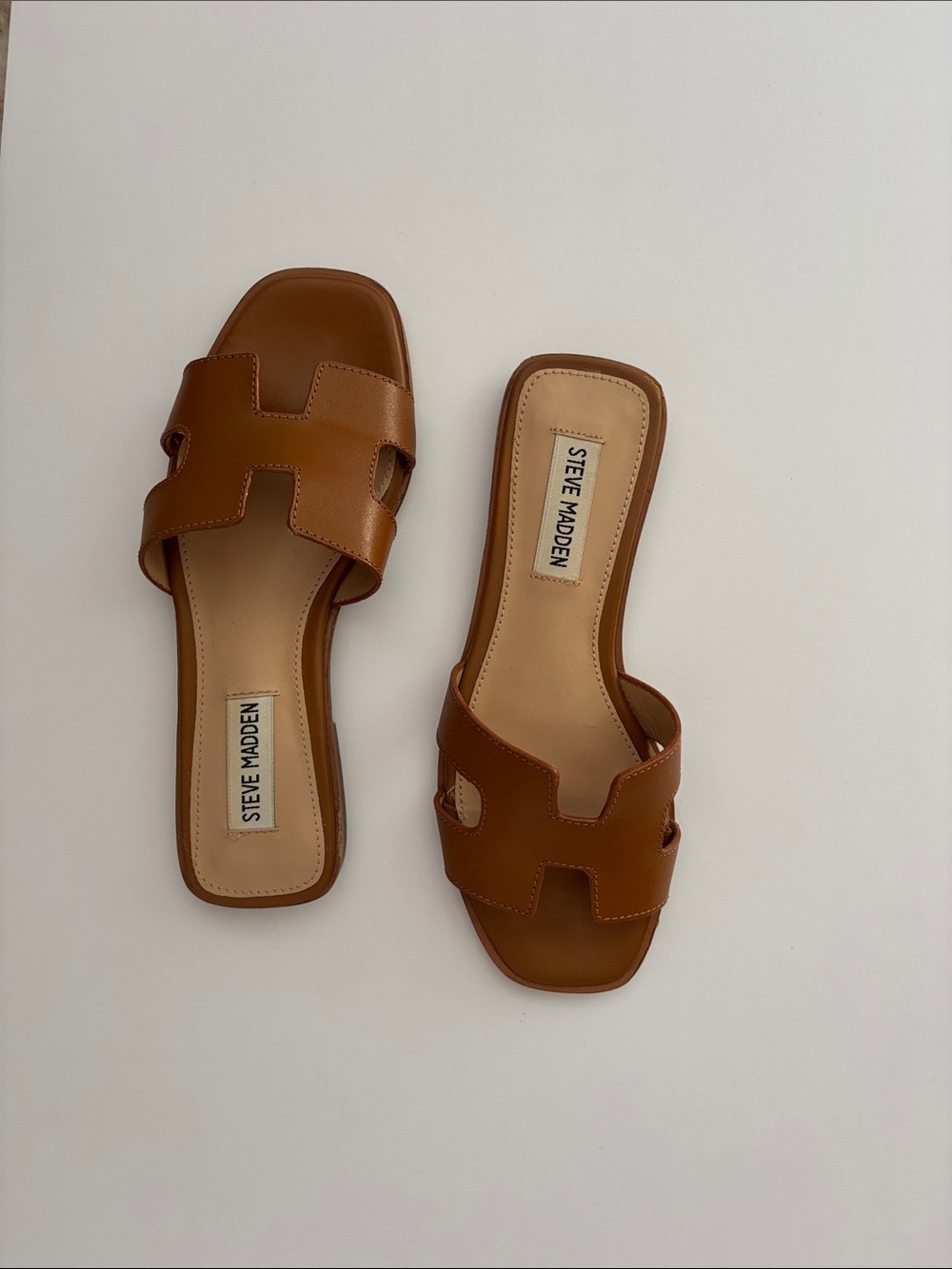 Steve Madden Hayden Women’s Brown Leather Slide Sandals - Picture 3 of 6